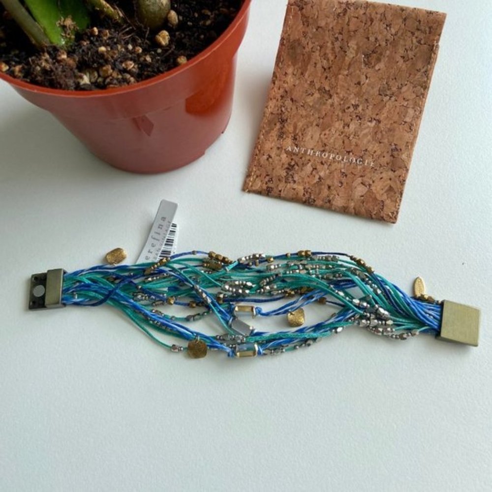 New Anthropologie Serefina Beaded Blue Rita Bracelet